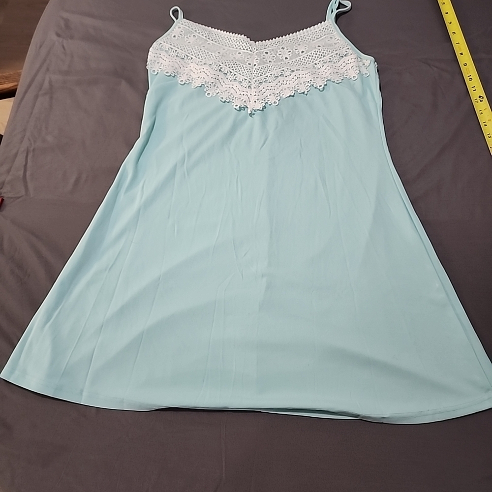 Rosegal Light Blue Chemise with White Lace